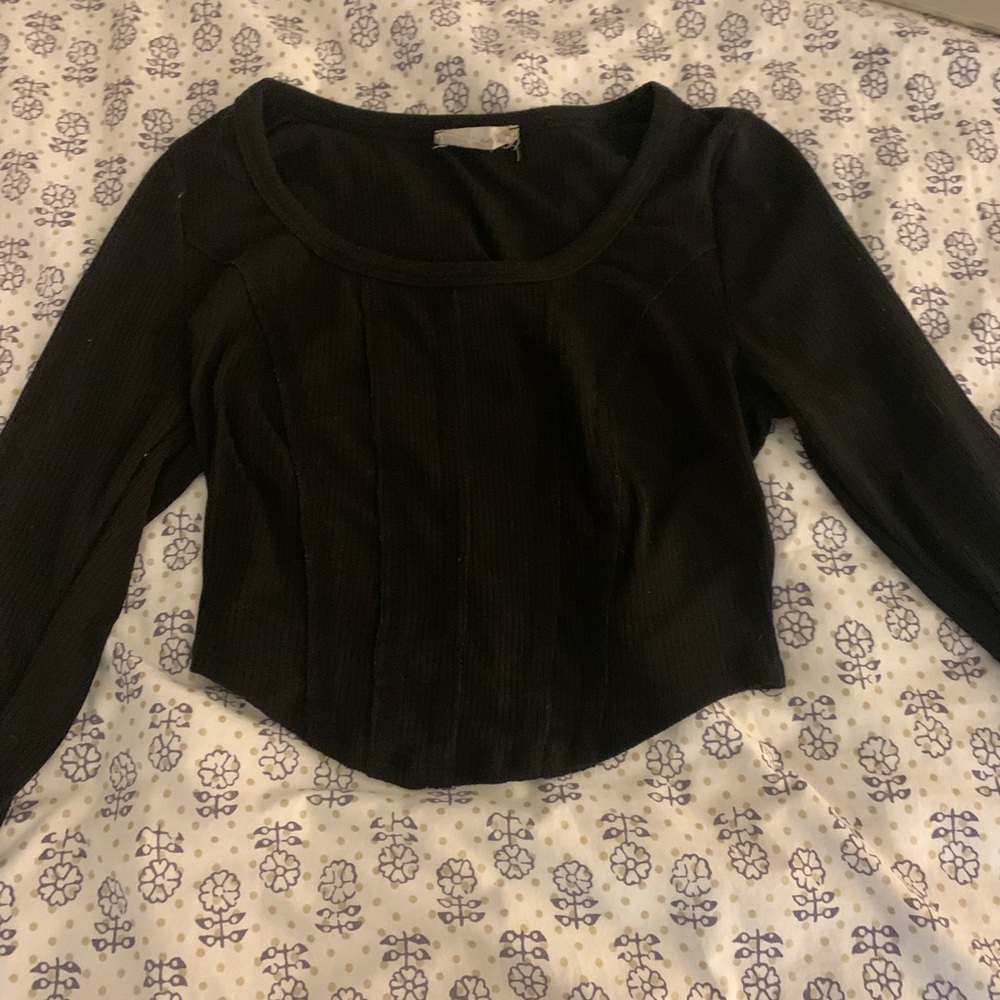 Altered state, black, long sleeve crop top